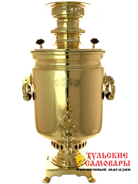 Самовар на дровах 10 л латунный цилиндр фабрика братьев Поповых фото 1 — Samovars.ru